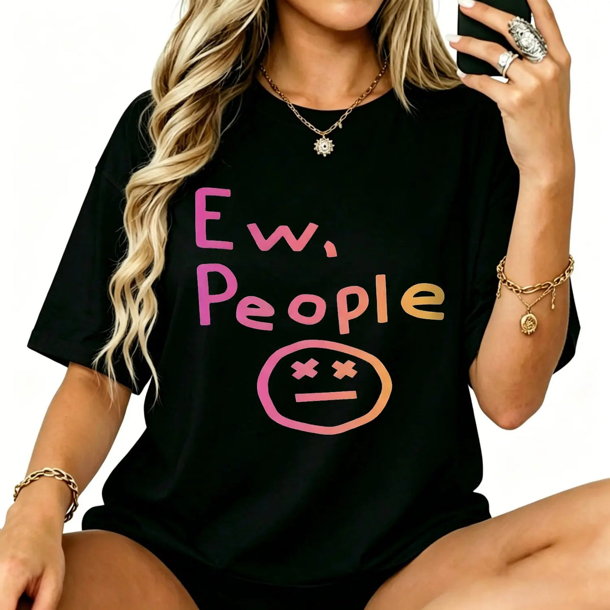 Ew People Short sleeve T shirts Funny Introvert Graphic Tee Casual Humor Vintage Inspired Everyday Wear