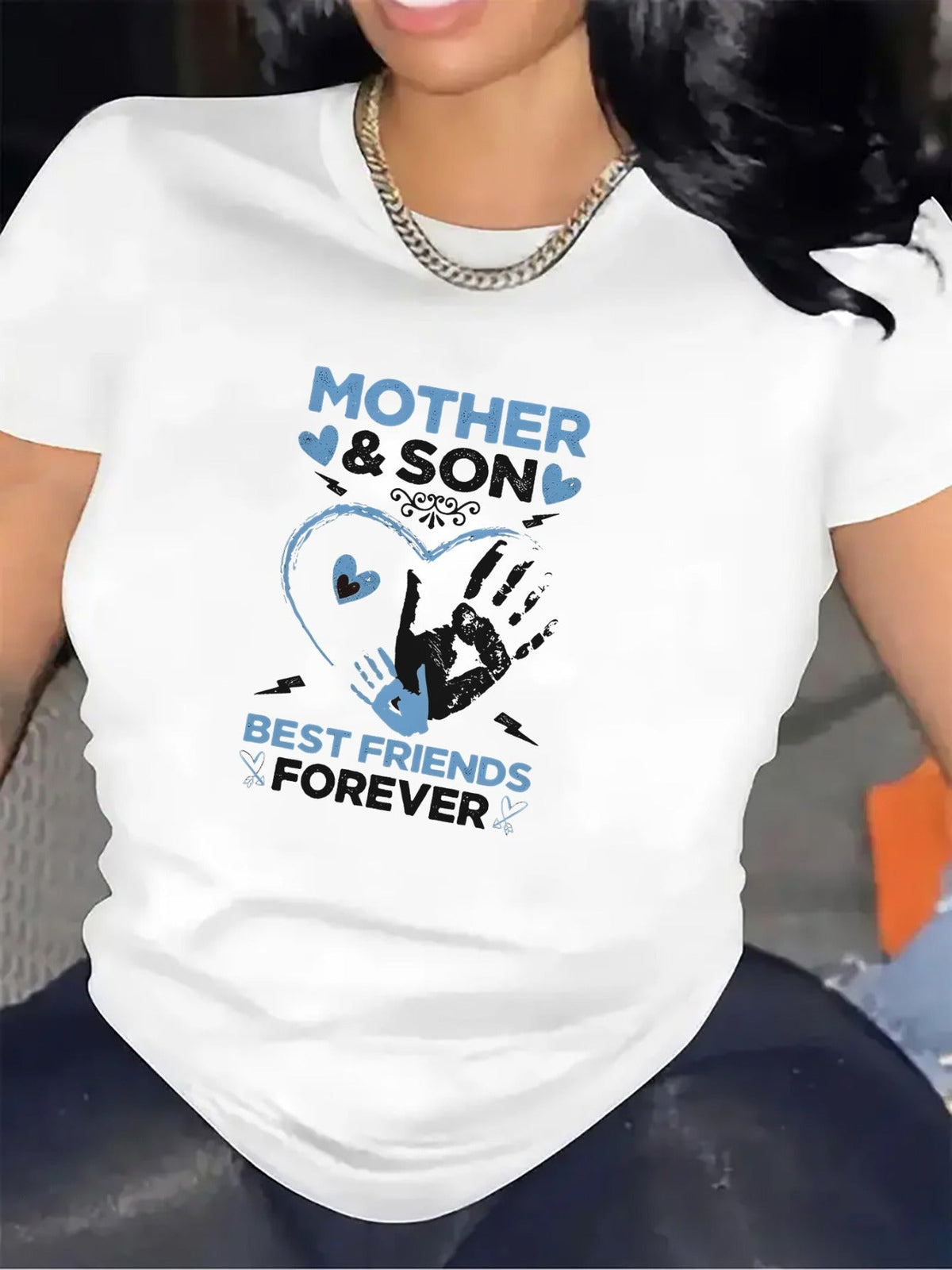 Short-Sleeved T-Shirt Featuring a Design for Mothers And Sons As Best Friends Forever. Perfect for Lounging at Home, Made from Durable And Comfy Fabric