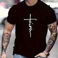 Faith Cross Graphic T?Shirt, Unisex Crew Neck Short?Sleeve, Cotton Christian Faith Inspirational Casual Tee Top for Men & Women