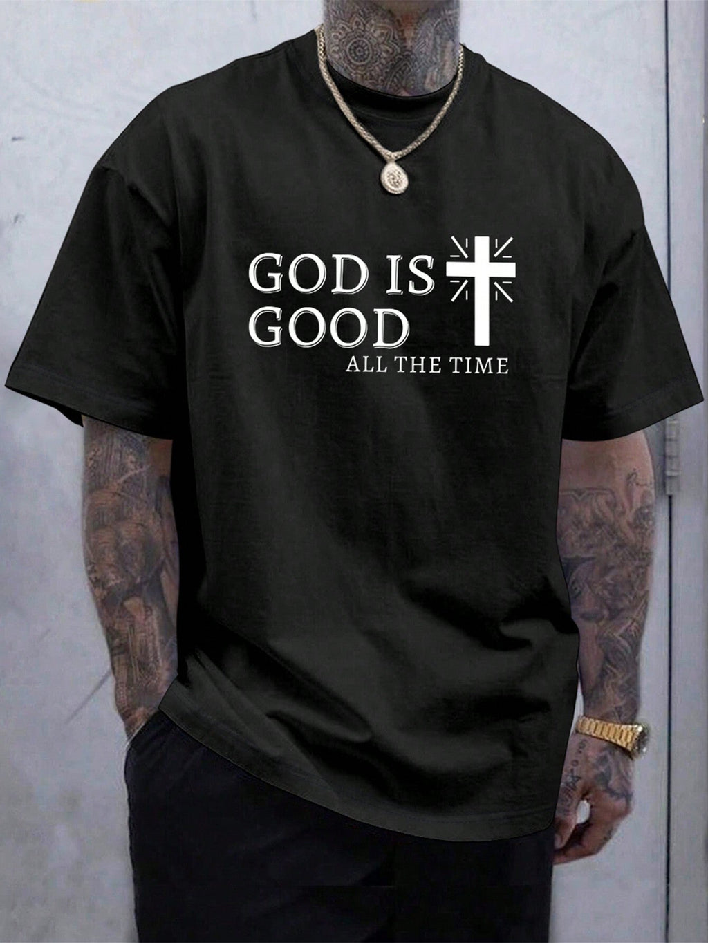 Men's Crew Neck Short Sleeve Letter Print Casual T-Shirt