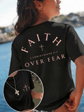 Faith Over Fear T-Shirt Women 2 Corinthians 5:7 Christian Inspirational Tee