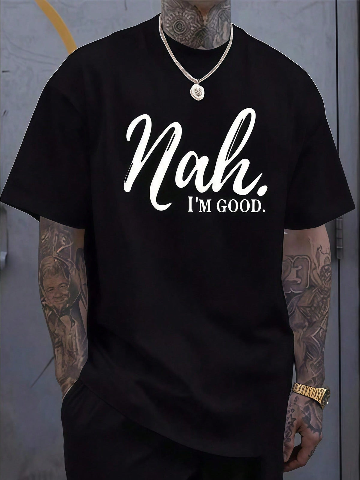 Unisex Nah I'm Good Slogan Graphic T?Shirt, Casual Crew Neck Short Sleeve Summer Tee Fashion Men T shirt