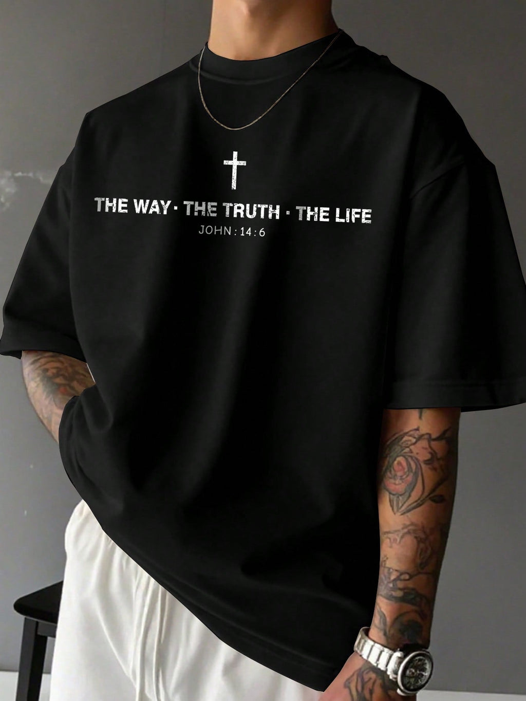The Way The Truth The Life Unisex Tee, Christian Cross John 14:6 Graphic Casual Short Sleeve T‑Shirt