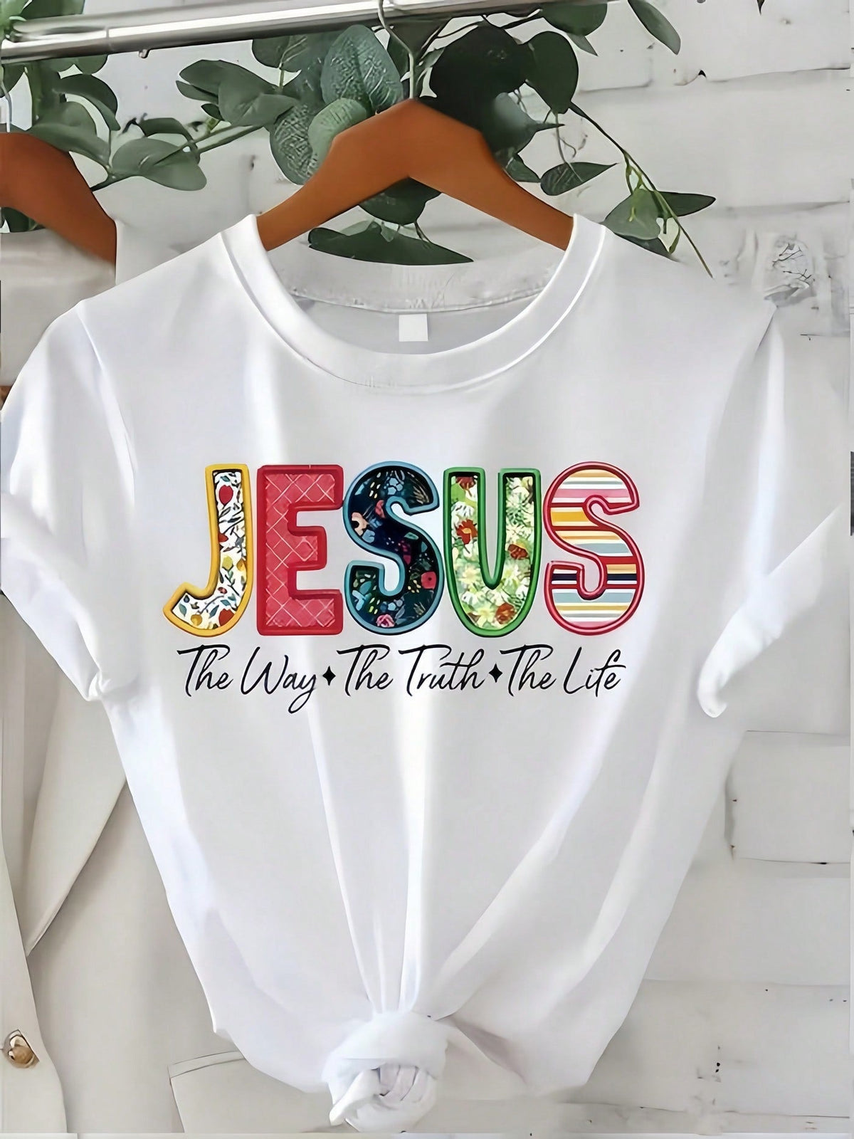 Jesus The Way The Truth The Life T-Shirt Women Colorful Floral Christian Tee