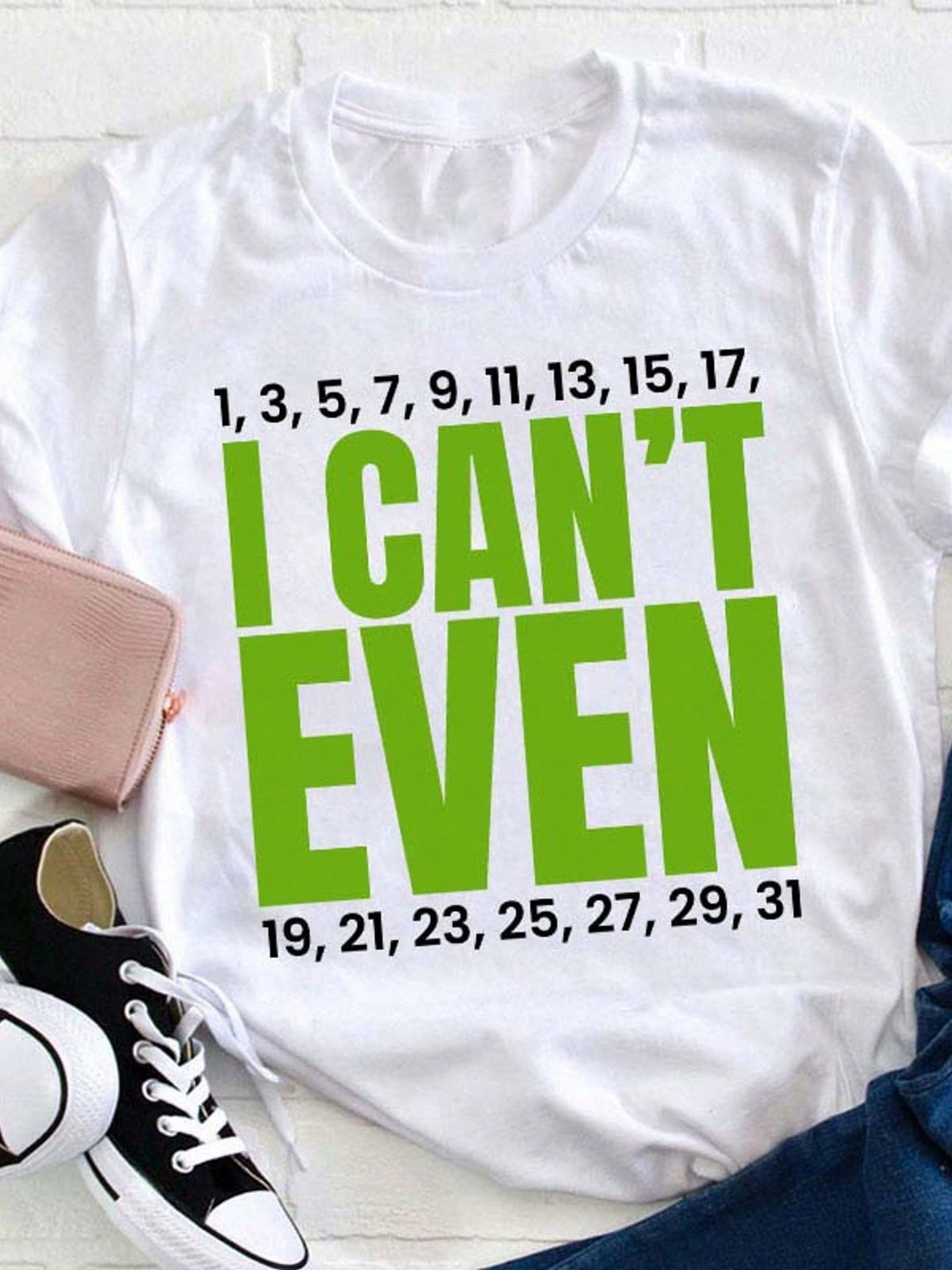 I Can't Even Math Joke Women's Graphic T‑Shirt, Funny Math Teacher Short‑Sleeve Crew Neck Casual Tee Tops