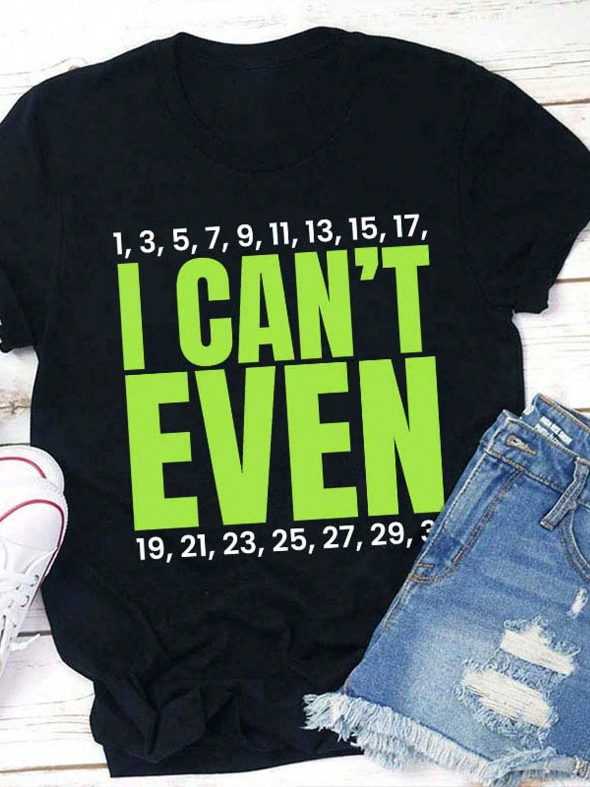 I Can't Even Math Joke Women's Graphic T‑Shirt, Funny Math Teacher Short‑Sleeve Crew Neck Casual Tee Tops