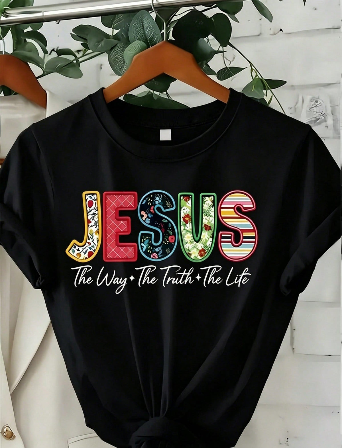 Jesus The Way The Truth The Life T-Shirt Women Colorful Floral Christian Tee