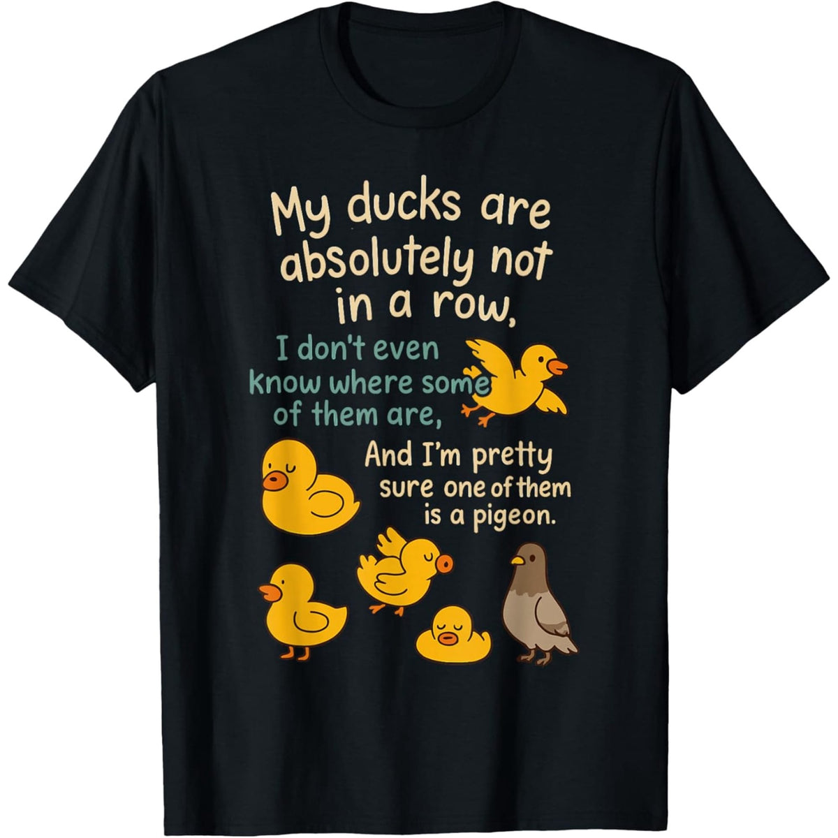 My Ducks Are Absolutely Not In A Row Women's Graphic T‑Shirt, Funny Mental Health Short‑Sleeve Crew Neck Casual Tee Tops