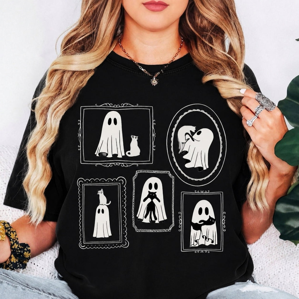 Halloween Cat Ghost Shirt Cute Ghost Shirt Cat Mama Halloween Shirt Black Cat Tee Halloween Ghost Spooky Shirt Halloween Gift