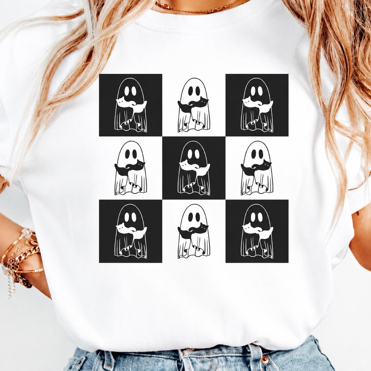 Halloween Cat Ghost Shirt Cute Ghost Shirt Cat Mama Halloween Shirt Black Cat Tee Halloween Ghost Spooky Shirt Halloween Gift