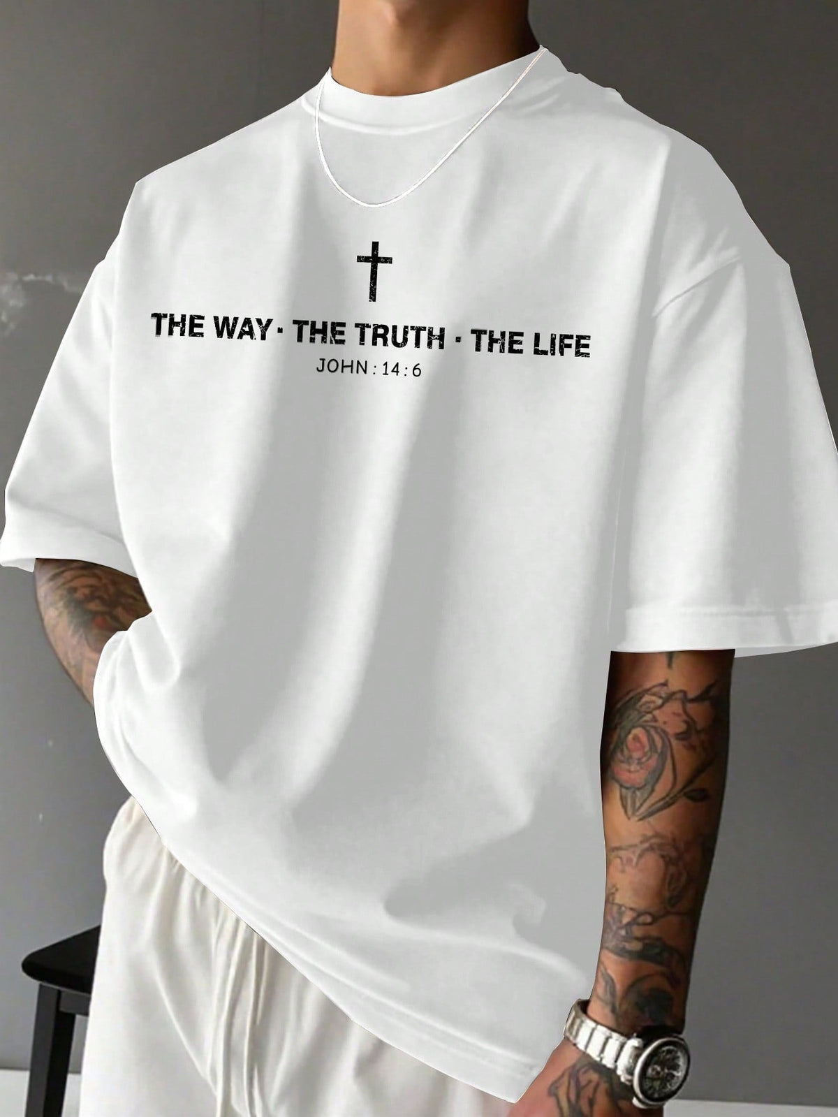 The Way The Truth The Life Unisex Tee, Christian Cross John 14:6 Graphic Casual Short Sleeve T‑Shirt