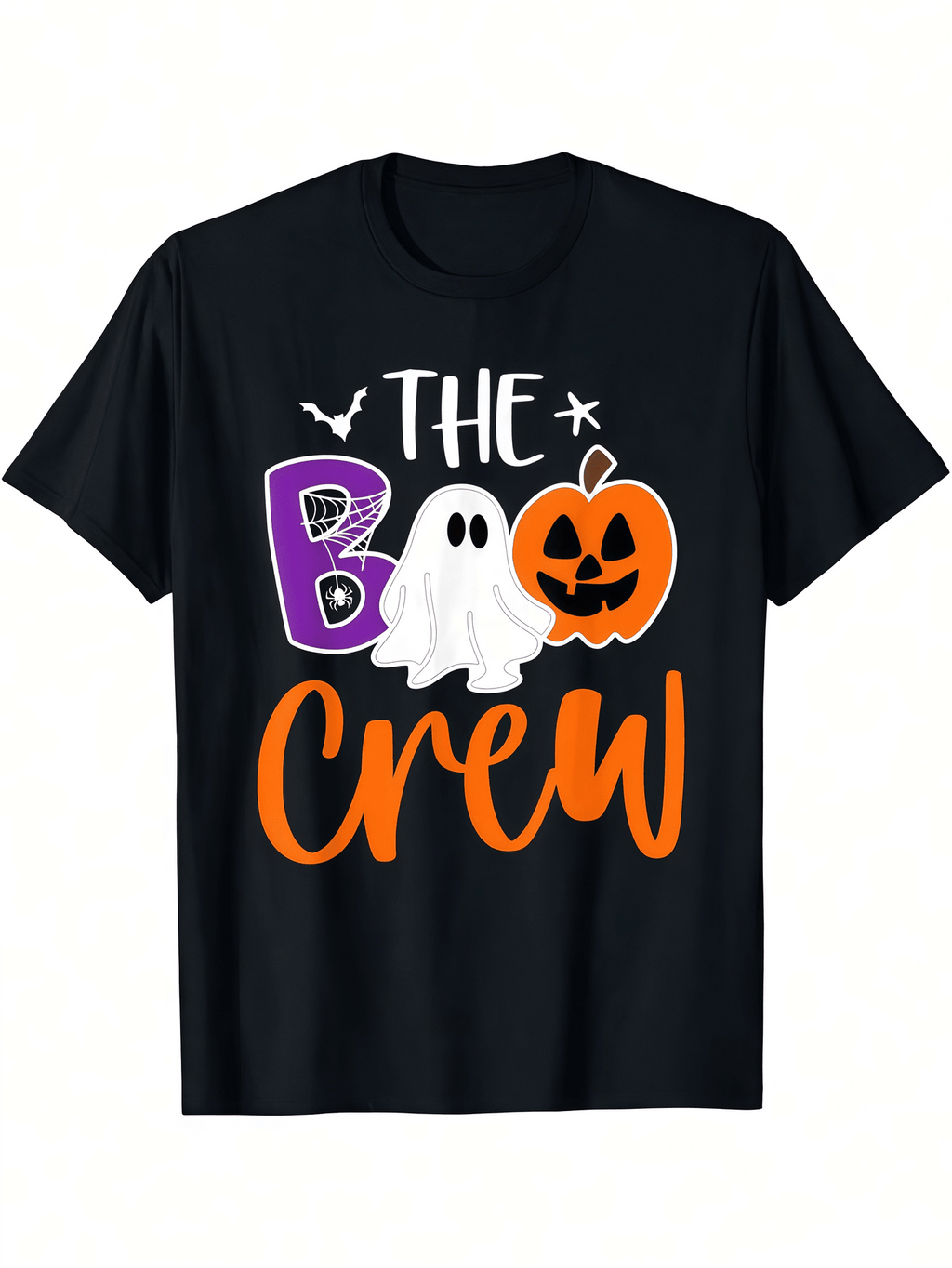 The Boo Crew Unisex Tee, Halloween Ghost Pumpkin Graphic Casual Short Sleeve T‑Shirt