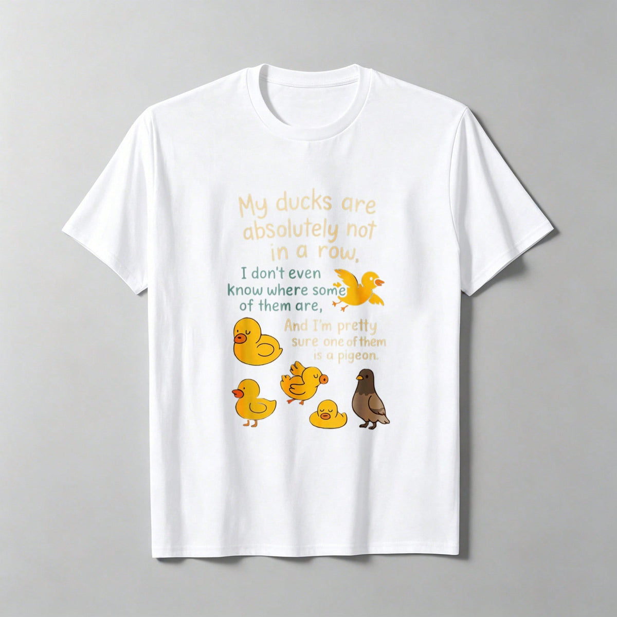 My Ducks Are Absolutely Not In A Row Women's Graphic T‑Shirt, Funny Mental Health Short‑Sleeve Crew Neck Casual Tee Tops