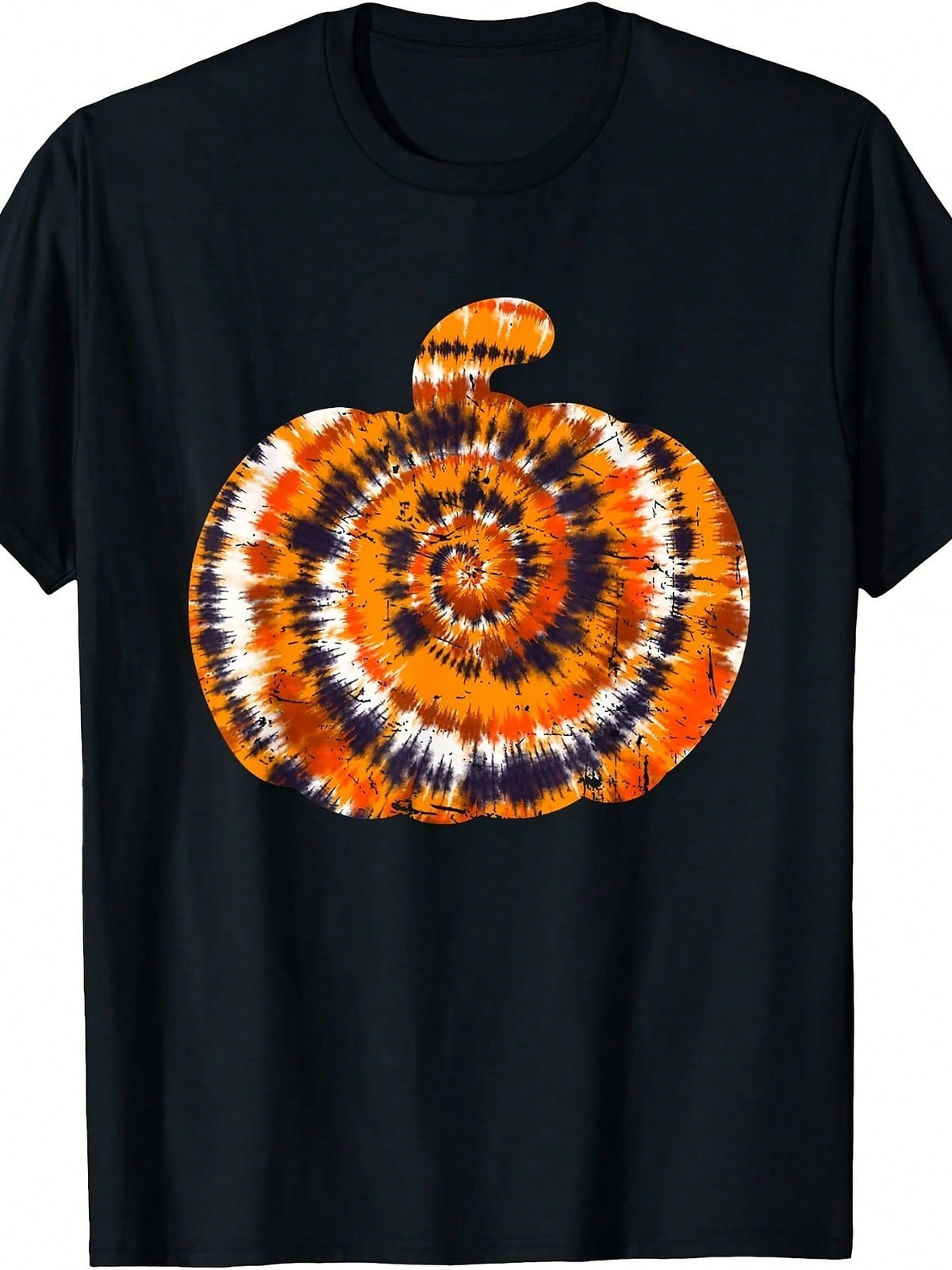 Women's Retro Tie‑Dye Pumpkin Graphic T‑Shirt Halloween Fall Short Sleeve Casual Tee