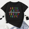 ABC Elemeno Alphabet Teacher Graphic T?Shirt for Women, Cotton Crew Neck Short Sleeve, Preschool Kindergarten Teacher Casual Tee Top