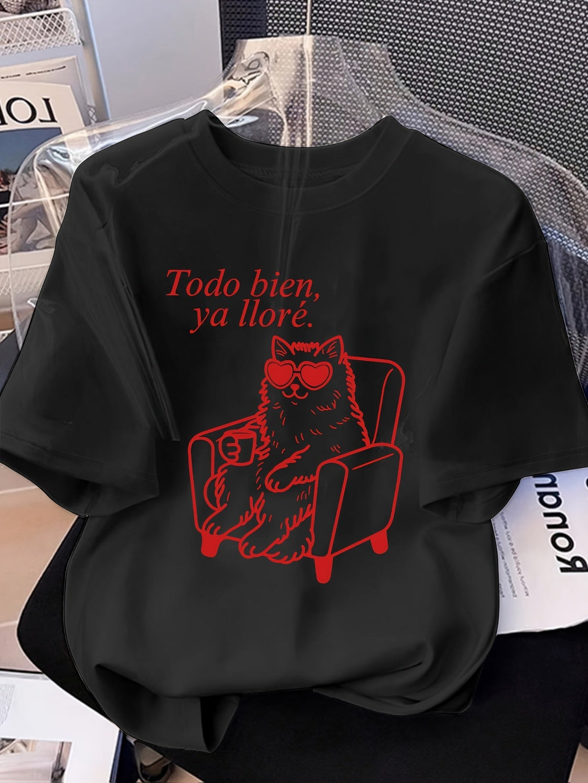 Funny Mental Health Cat Shirt Women Todo Bien Ya Llore Sarcastic Humor Top