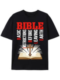 Religious Christian Graphic T?Shirt for Men Women, Bible Basic Instructions Before Leaving Earth Casual Crewneck Short Sleeve Tee