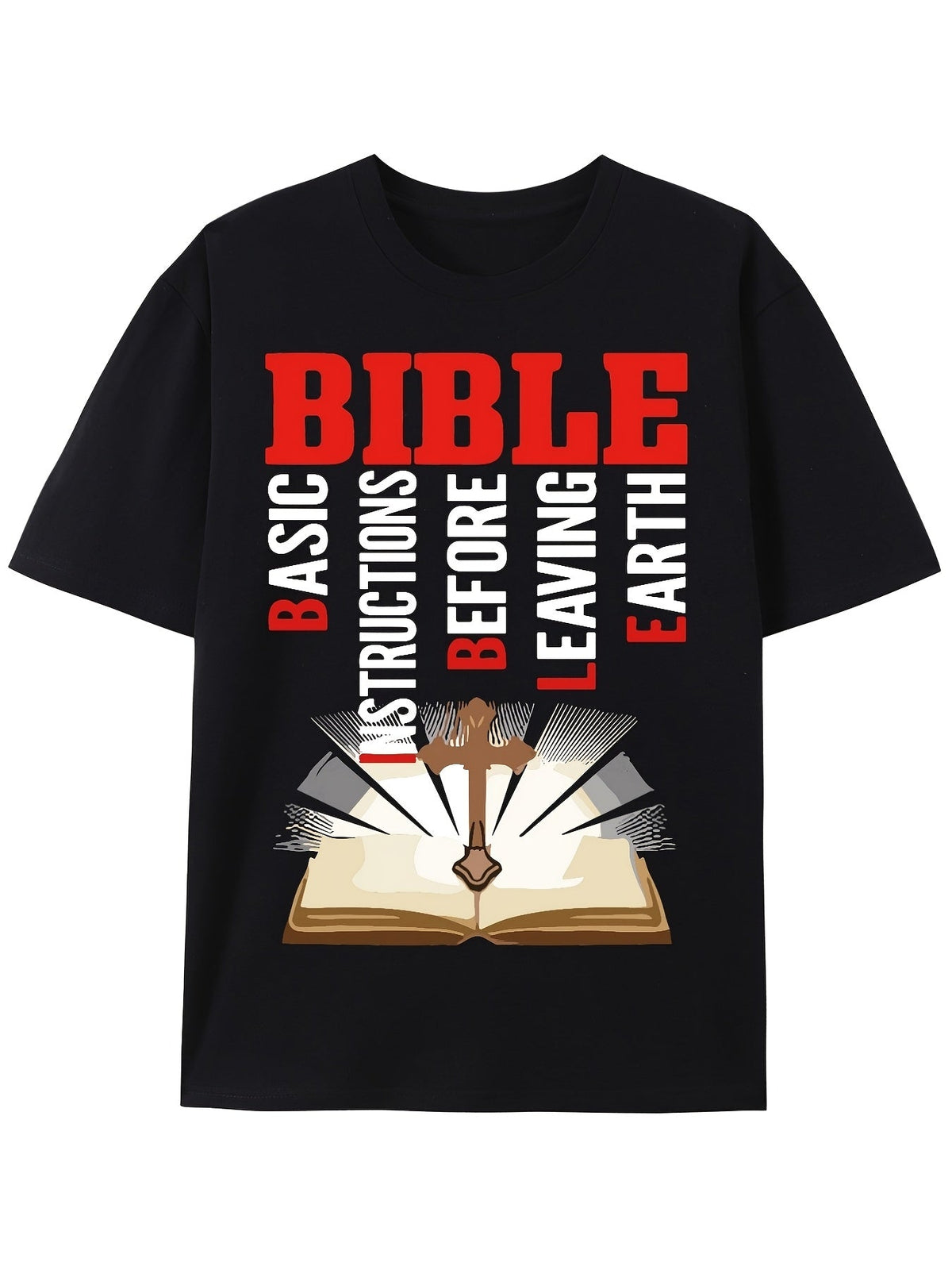 Religious Christian Graphic T?Shirt for Men Women, Bible Basic Instructions Before Leaving Earth Casual Crewneck Short Sleeve Tee