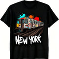 Fashion NYC Graffiti Subway Train Graphic T?Shirt, New York Urban Street Art men Casual Crew Neck Short Sleeve Tee Men T shirts