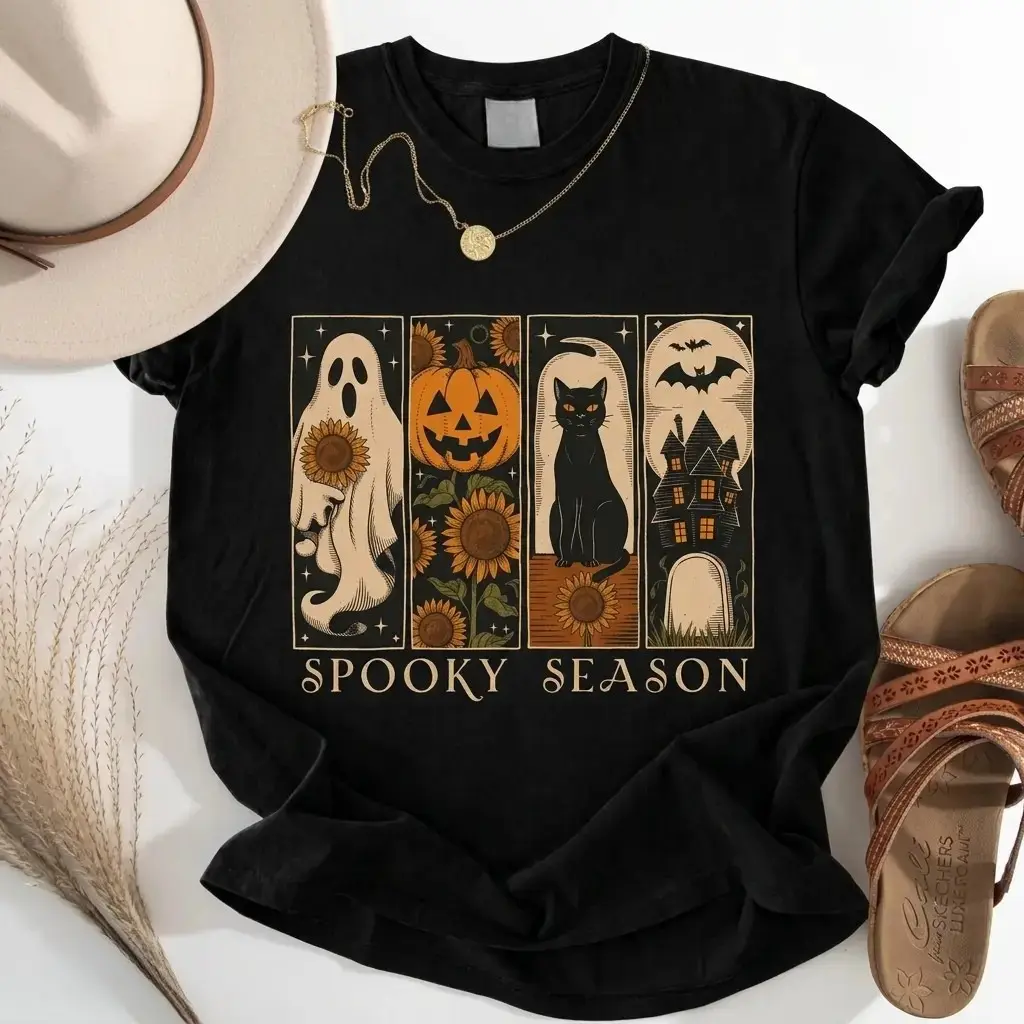 Spooky Season Shirt, Collage Halloween Shirt, Popular Halloween Shirt, Trendy Fall Shirt, Cute Women Halloween Shirt