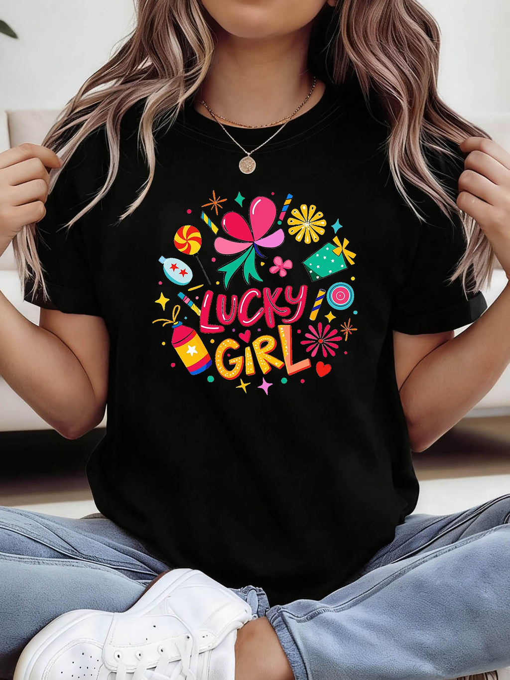 Just a Who Loves Books And Coffee' Colorful Books Glasses Print T-Shirt Round Neck Short Sleeve Tee Cafe Casual Outfit Versatile White Top