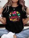 Just a Who Loves Books And Coffee' Colorful Books Glasses Print T-Shirt Round Neck Short Sleeve Tee Cafe Casual Outfit Versatile White Top