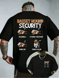 Basset Hound Security Funny Dog Double Sided Graphic TShirt Pet Lover Humor Casual TShirt
