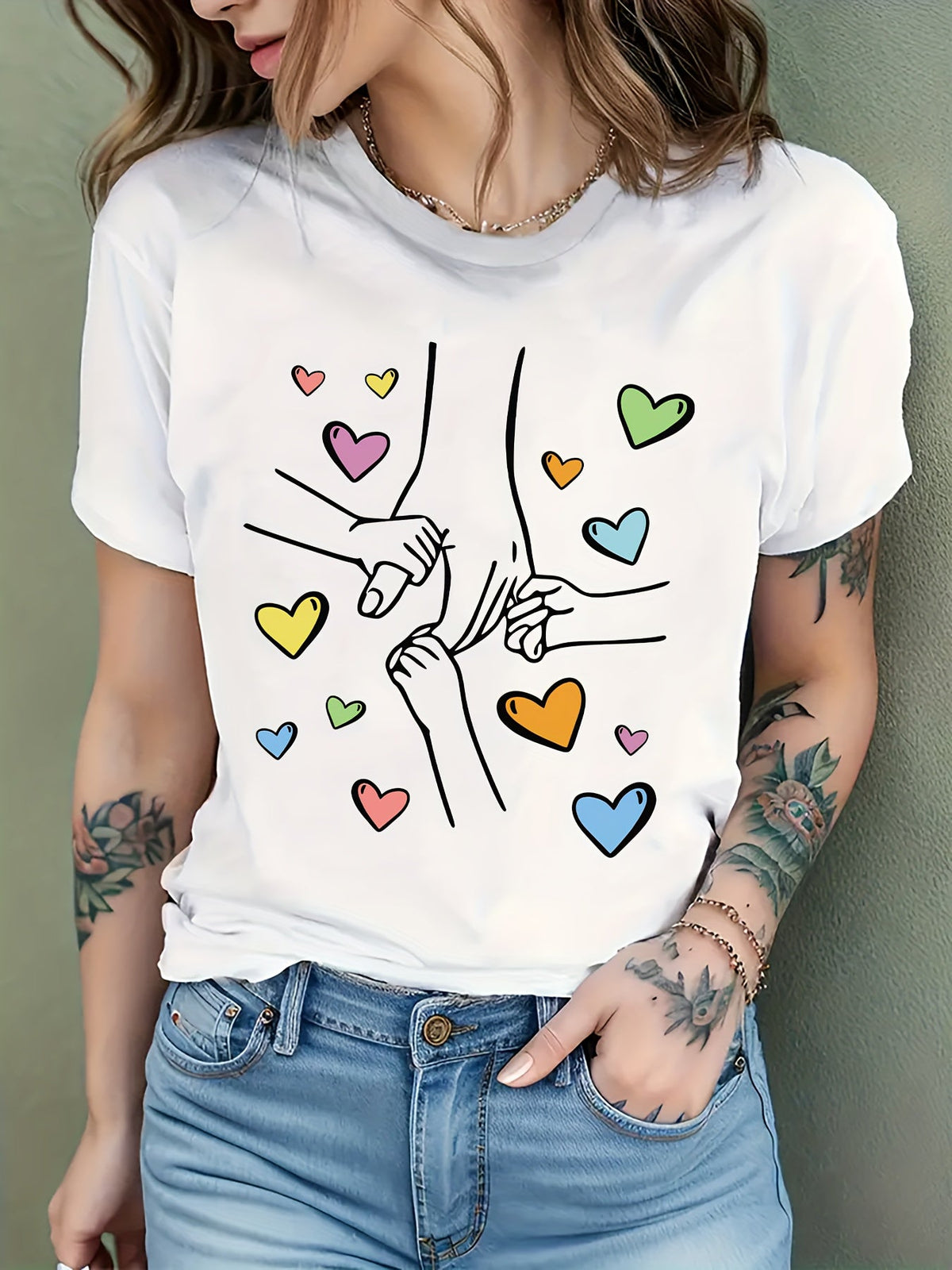 Same-style Summer Short-sleeve T-shirt for Women, Printed and Fashionable
