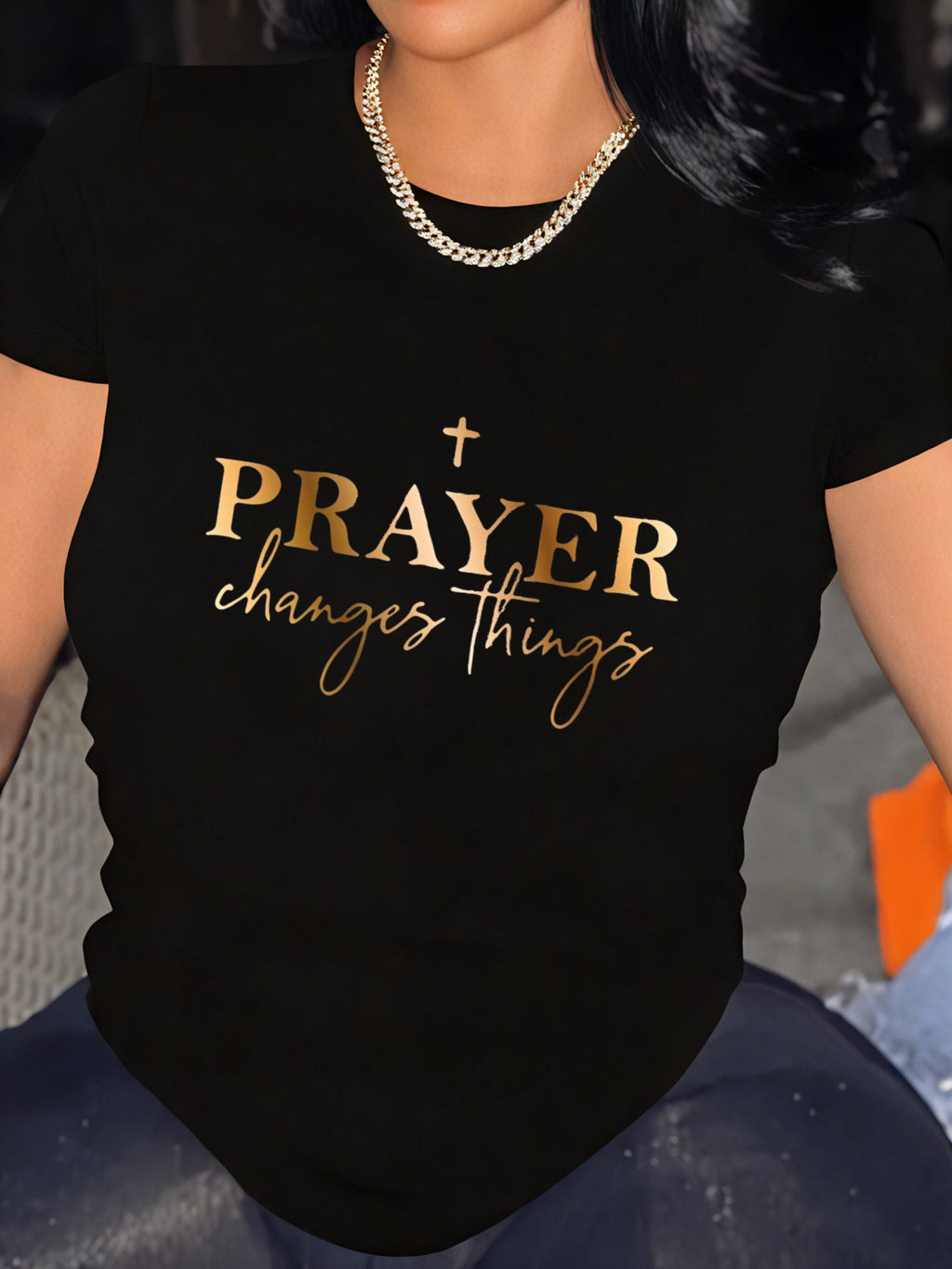 Women’s Christian Faith Graphic T-Shirt Prayer Quote Cross Design Casual Short Sleeve Crew Neck Soft Cotton Tee