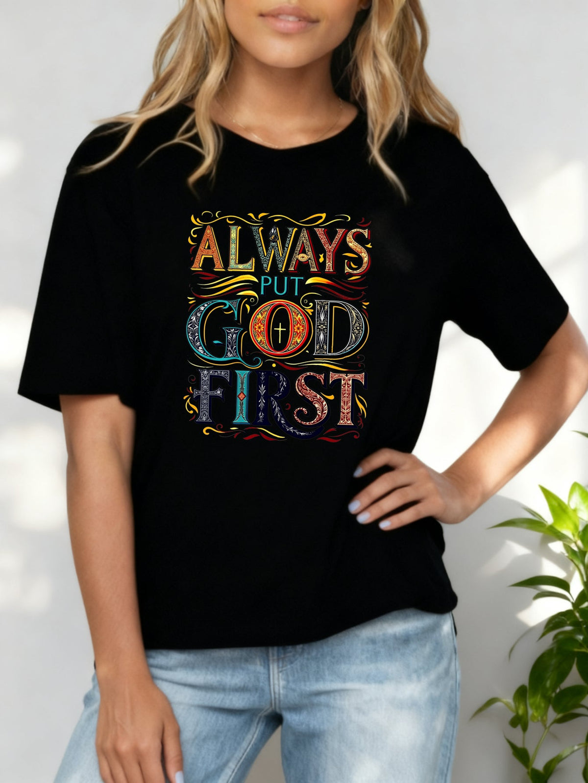 God First Shirt Always Put God First Inspirational Bible Verse Tee