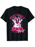 Breast Cancer Is Boo Sheet Halloween Awareness Pink Ghost Graphic Tee for Men Women, Cute Spooky Pink Ribbon Short Sleeve T-Shirt, Casual Crew Neck Top for Survivor Gift