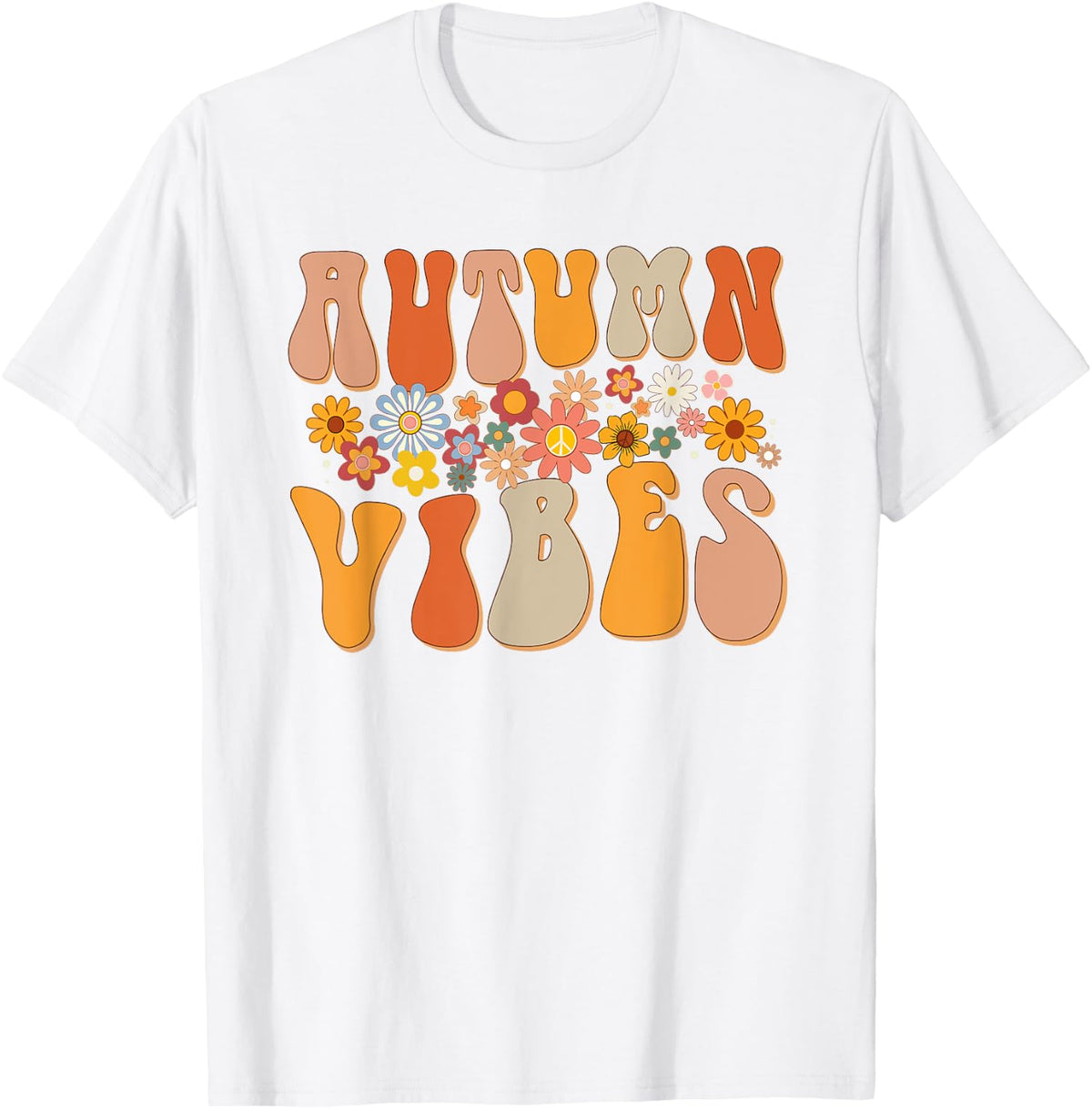 Autumn Vibes Groovy Design Fall Lover Thanksgiving Unisex T-Shirt