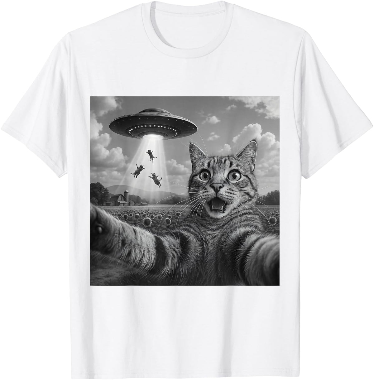 Alien Cat Selfie UFO Gifts - Funny Escape Humor Unisex T-Shirt
