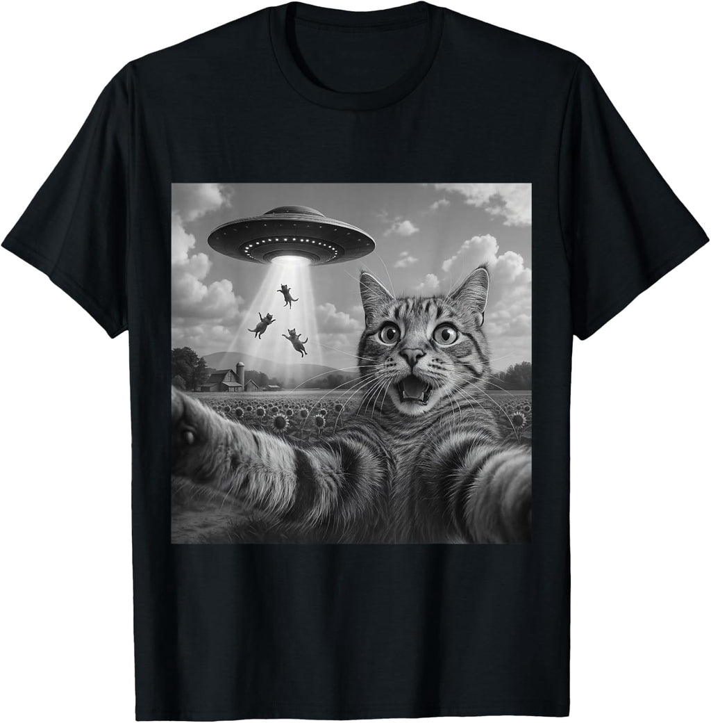 Alien Cat Selfie UFO Gifts - Funny Escape Humor Unisex T-Shirt