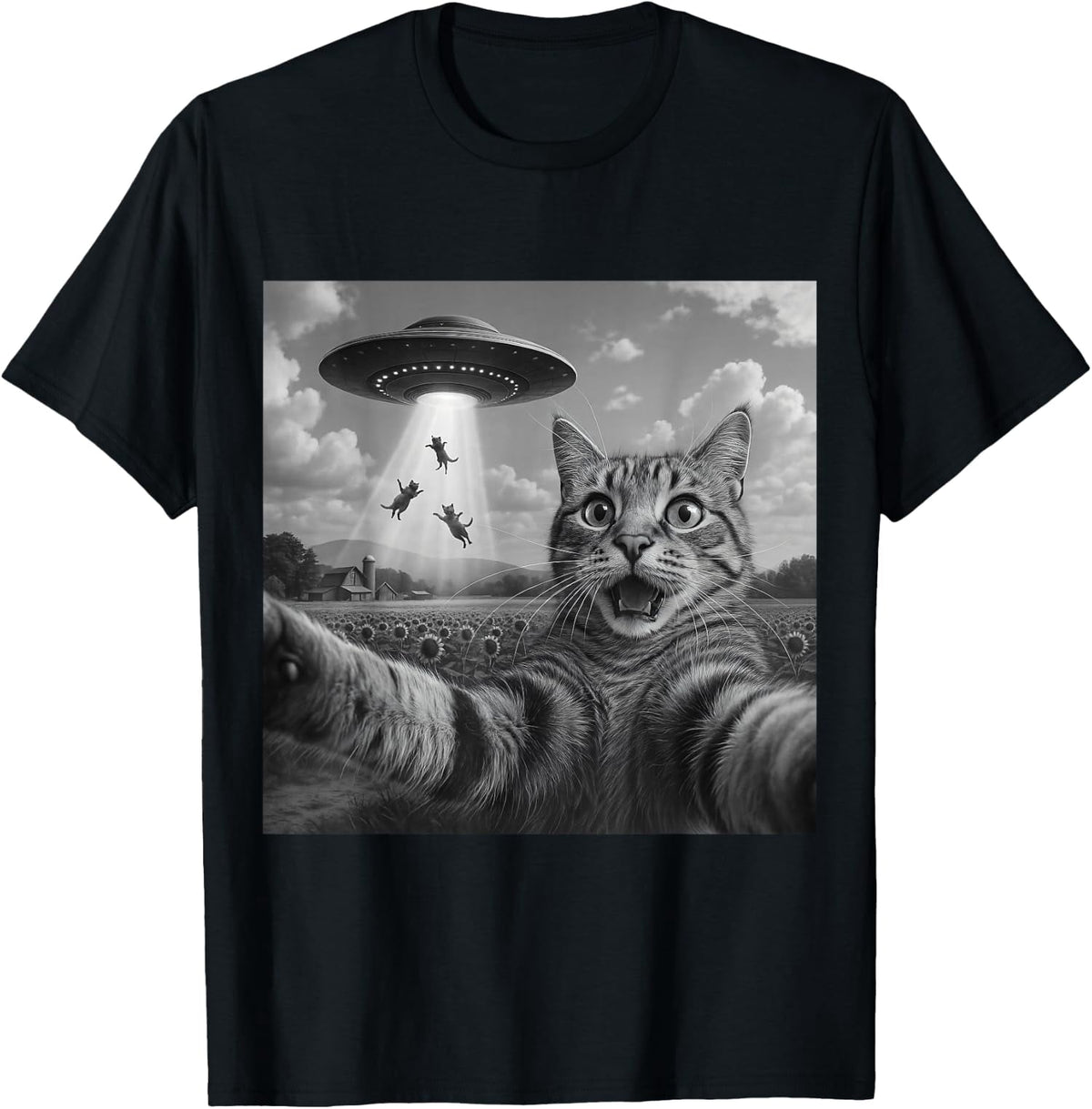 Alien Cat Selfie UFO Gifts - Funny Escape Humor Unisex T-Shirt