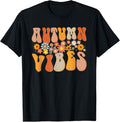 Autumn Vibes Groovy Design Fall Lover Thanksgiving Unisex T-Shirt