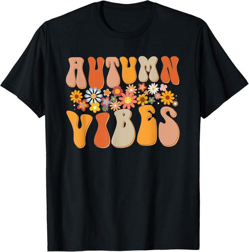 Autumn Vibes Groovy Design Fall Lover Thanksgiving Unisex T-Shirt
