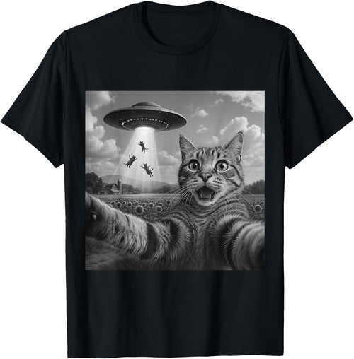 Alien Cat Selfie UFO Gifts - Funny Escape Humor Unisex T-Shirt