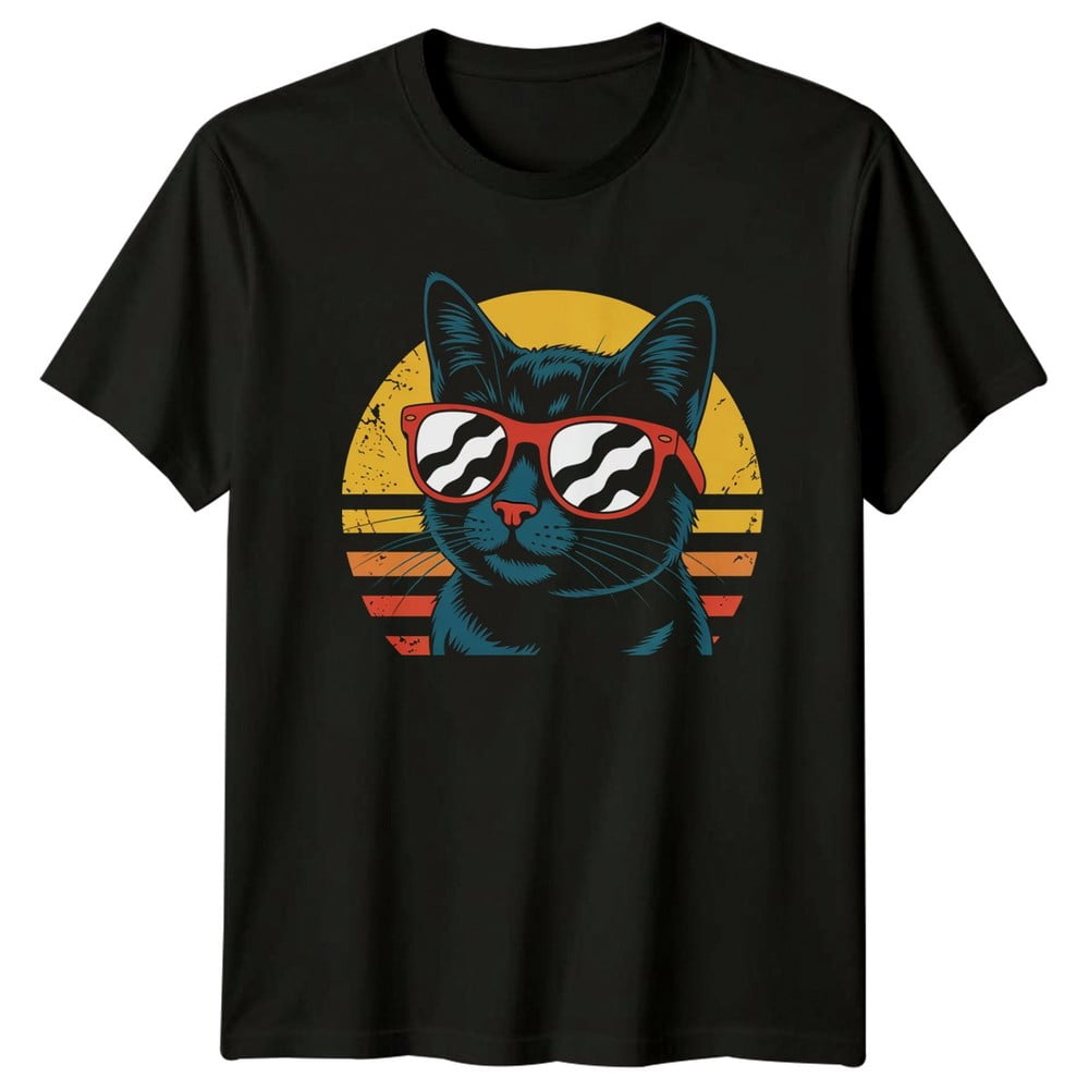 Cool Cat Sunglasses T-Shirt Retro Cat Cat Lovers  For Him And Her