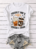Funny Halloween Coffee Shirt Freshly Boo'd Scream Sugar Fall Drink Top