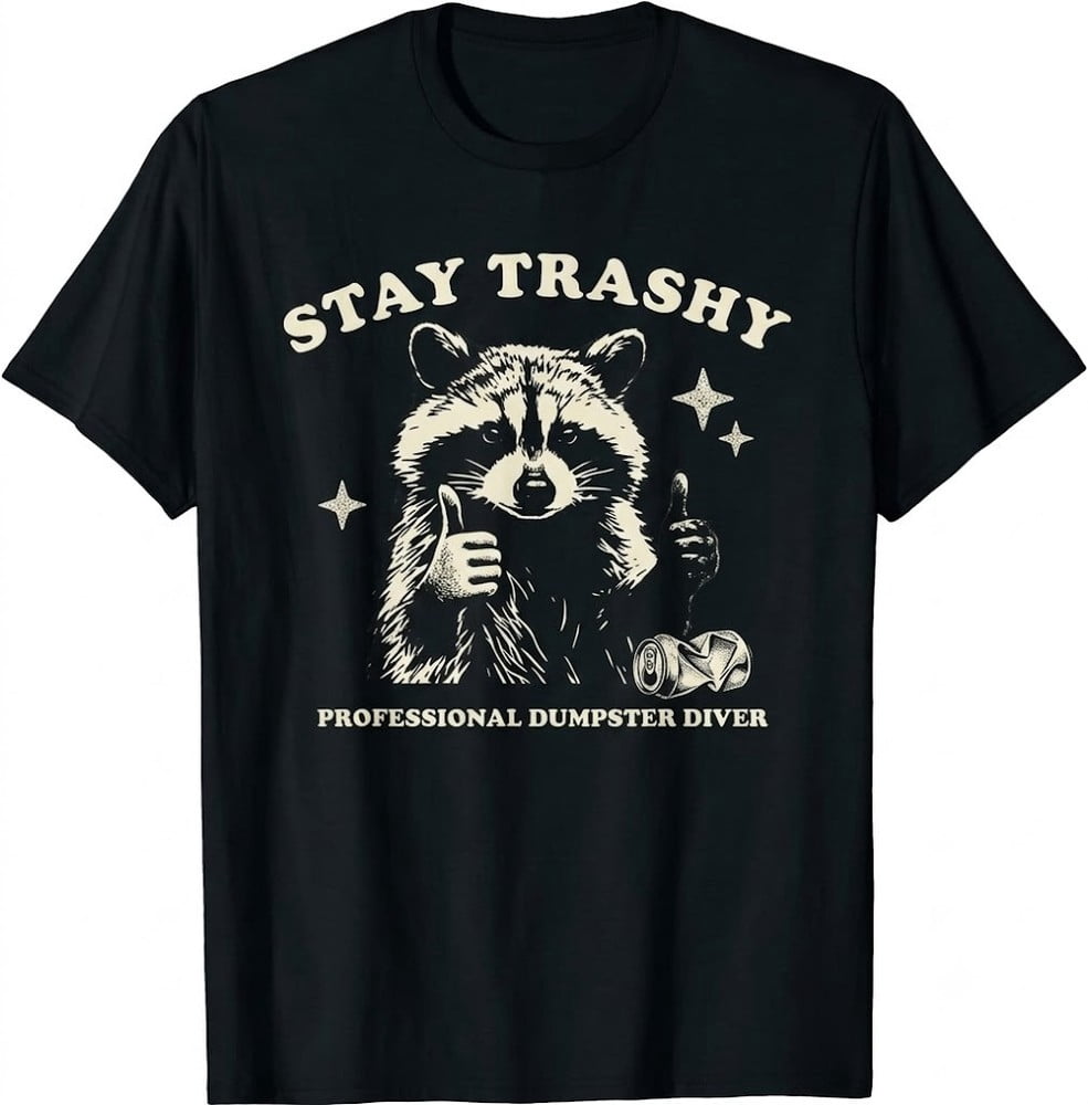 Funny Raccoon Quote Graphic T?Shirt, Humorous Wildlife Animal Print Men Casual Crew Neck Short Sleeve Tee Men Clothing