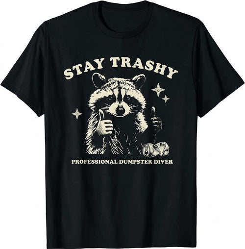 Funny Raccoon Quote Graphic T?Shirt, Humorous Wildlife Animal Print Men Casual Crew Neck Short Sleeve Tee Men Clothing