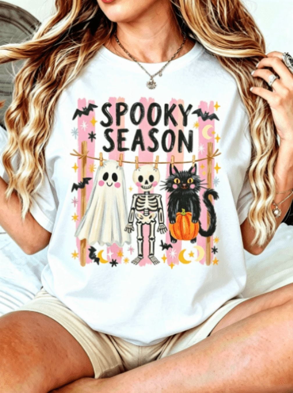 Halloween T?Shirt, Women Crew Neck Short Sleeve Tee, Cute Ghost Skeleton Black Cat Pumpkin Print Tees£¬Halloween Gift T shirt