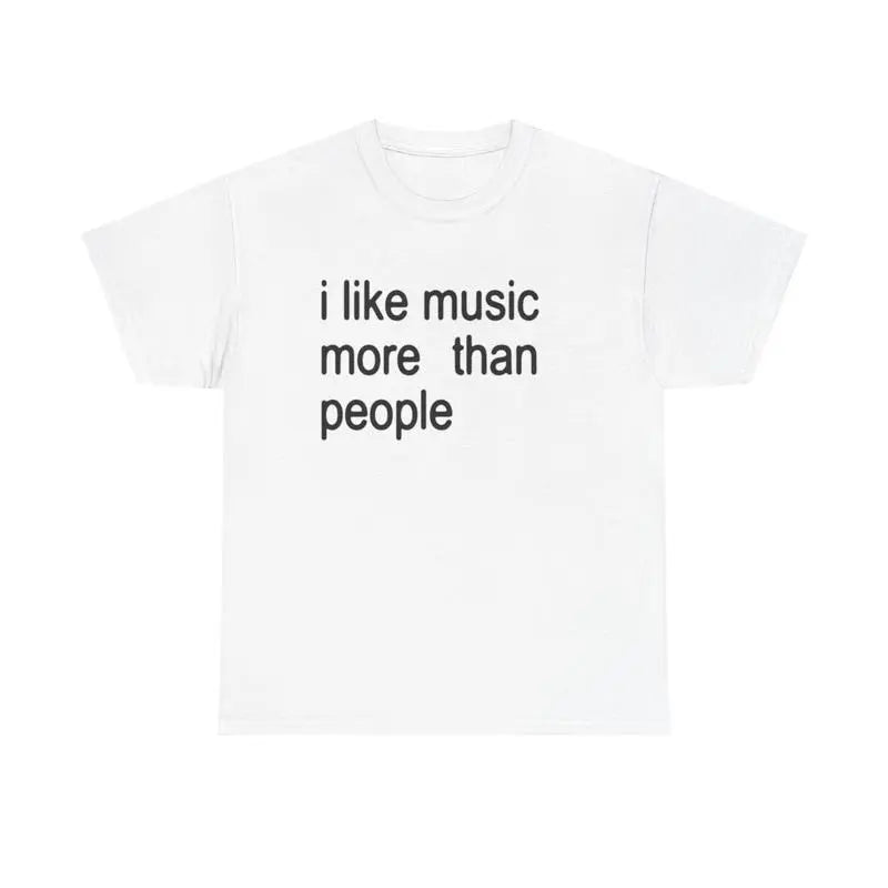 `I Like Music More Than People Graphic T?Shirt, Funny Introvert Quote Men Casual Crew Neck Short Sleeve Tee Men T shirts