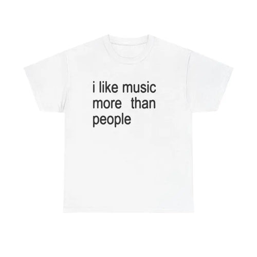 `I Like Music More Than People Graphic T?Shirt, Funny Introvert Quote Men Casual Crew Neck Short Sleeve Tee Men T shirts