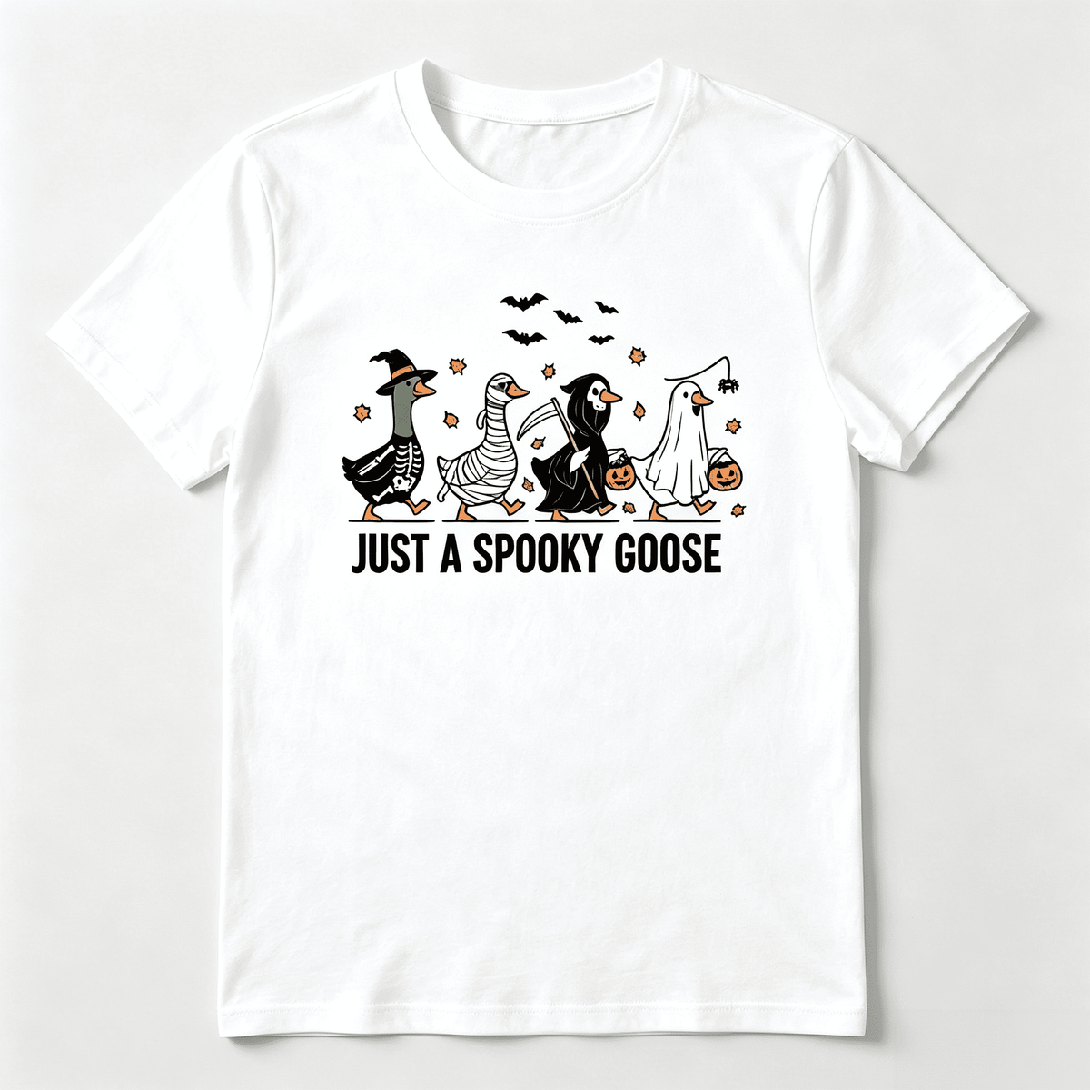 Just A Spooky Goose T-Shirt Funny Halloween Goose Witch Ghost Costume Tee