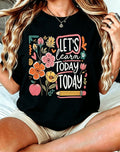 Let's Learn Today Letter Graphic T?Shirt For Women Crew Neck Short Sleeve Tee, Boho Back To School Casual Top teacher t shirt