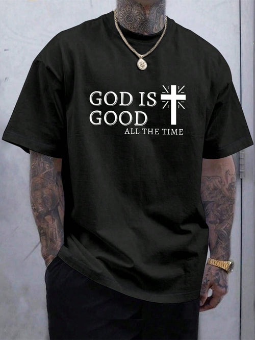 Men's Crew Neck Short Sleeve Letter Print Casual T-Shirt