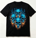 Men's Skull Fire Graphic T‑Shirt, Crew Neck Short Sleeve Tee, Casual Men T shirt