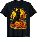 Retro Halloween Black Cat Witch and Pumpkin Unisex T-Shirt